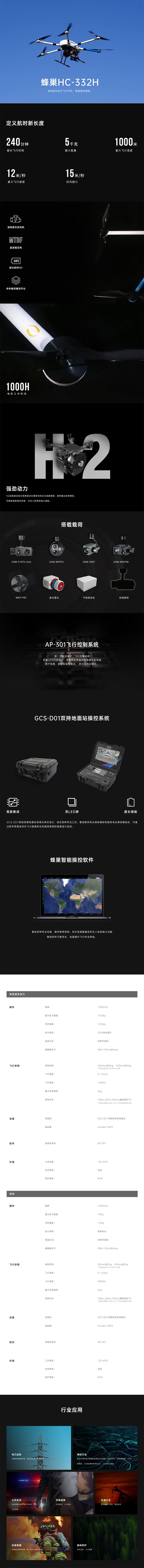 蜂巢航宇HC-332油电混合六旋翼无人机