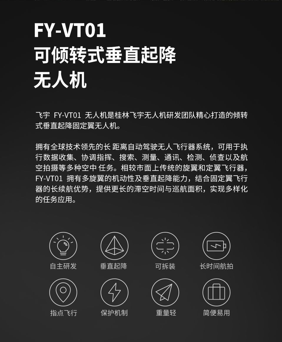 飞宇FY-VT01 可倾转式垂直起降航测无人机
