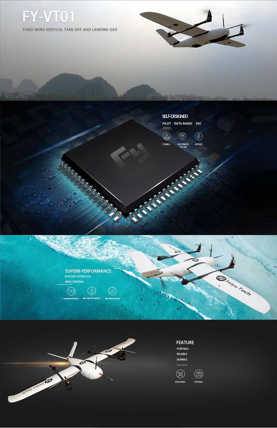 飞宇FY-VT01垂直起降固定翼航测无人机
