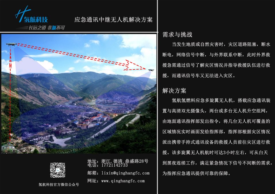 长航时氢动力应急中继通讯无人机