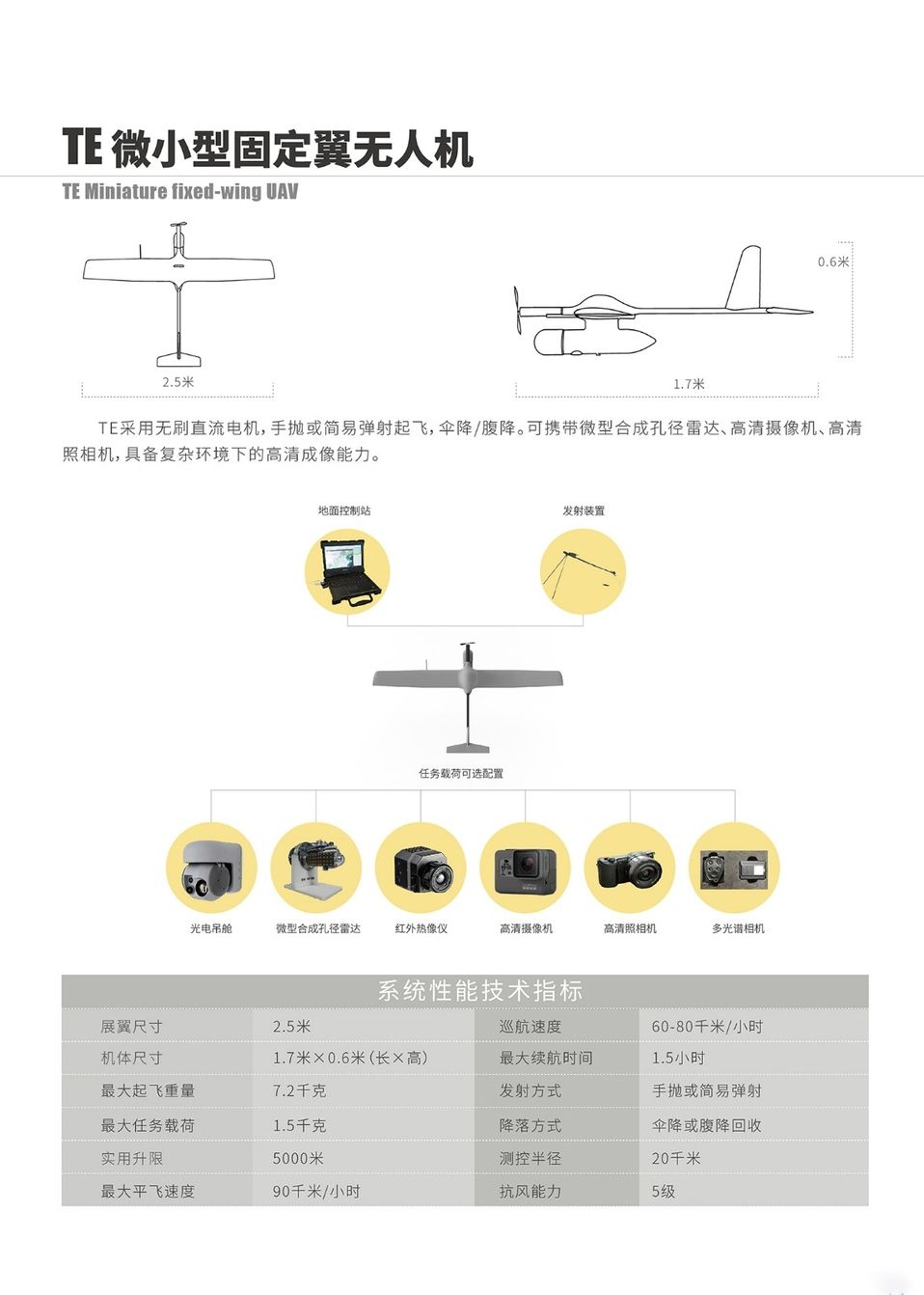 TE微小型固定翼无人机