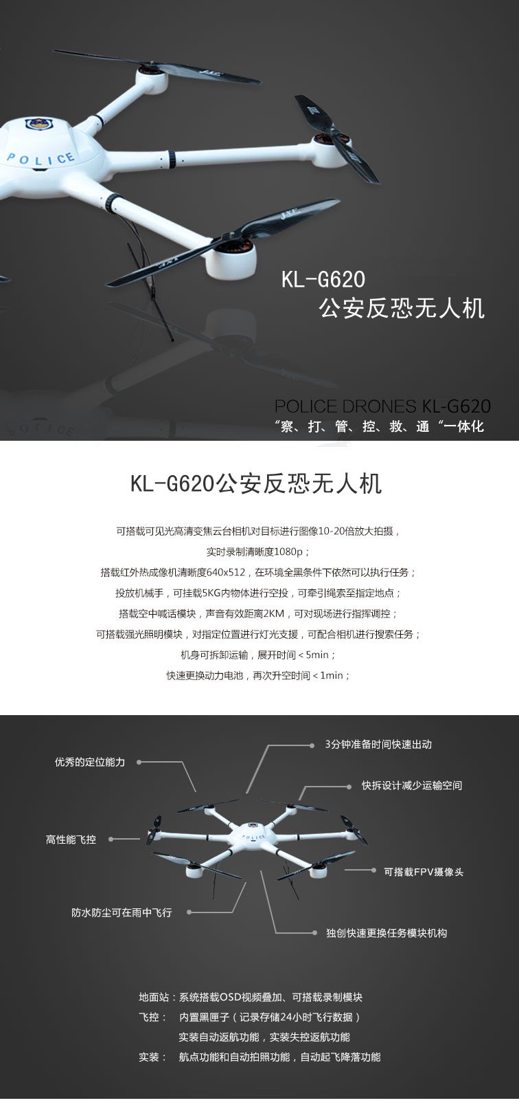 凯兰航空KL-G620公安反恐无人机