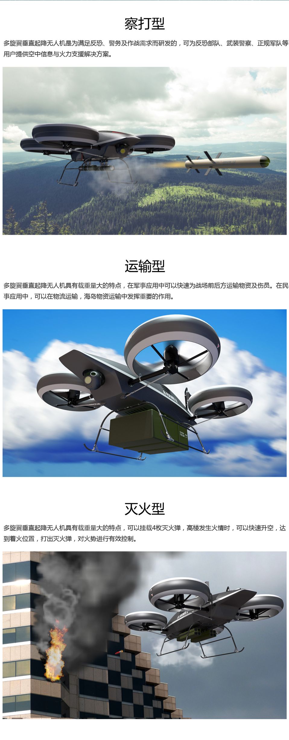 旋飞航空 A-HAWK Ⅱ油动重载垂直起降多旋翼无人机
