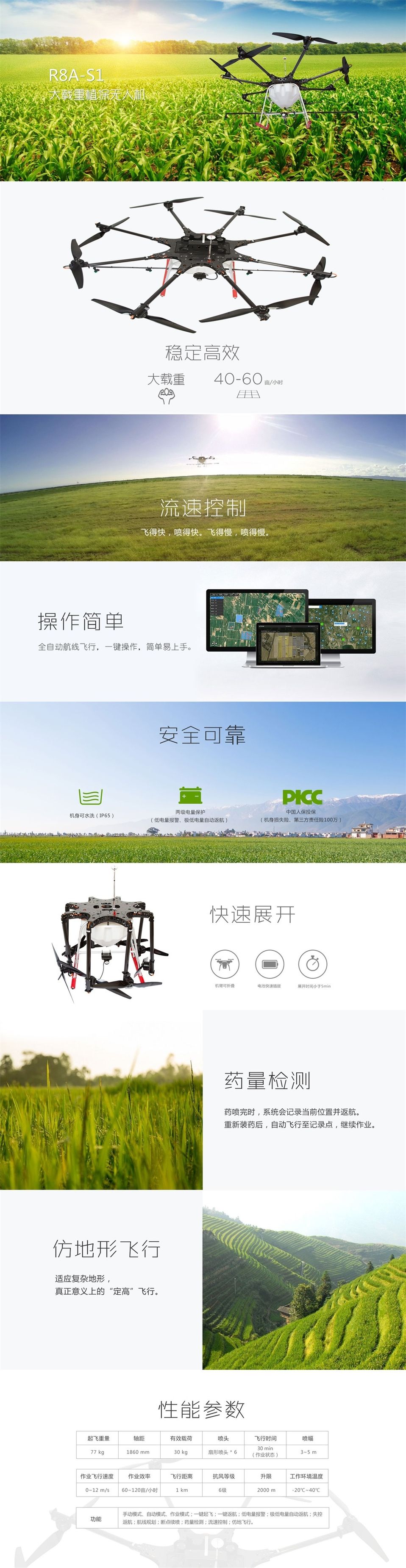 北航旭飞植保八旋翼“烈风-30”